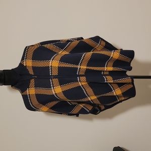 Jones New York Signature Women's Poncho Sweater, Blue & Yellow, Small/Medium